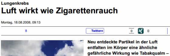 Luft wirkt wie Zigarettenrauch