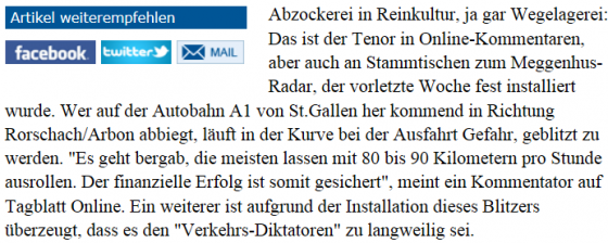 Radar-Abzocke SG-Tagblatt
